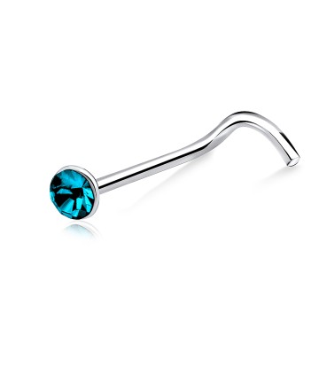 2mm Stone Bezel Curved Nose Stud Silver NSKB-57